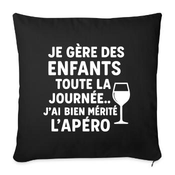 I manage children all day, Christmas gift - Sofa pillowcase 17,3'' x 17,3'' (45 x 45 cm) - black - Front