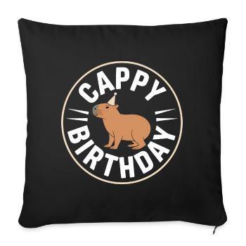 Capybara Birthday Cappy Birthday Funny Capy - Sofa pillowcase 17,3'' x 17,3'' (45 x 45 cm) - black - Front