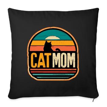 Cat Mom Vintage Sunset Cat Cats - Sofa pillowcase 17,3'' x 17,3'' (45 x 45 cm) - black - Front