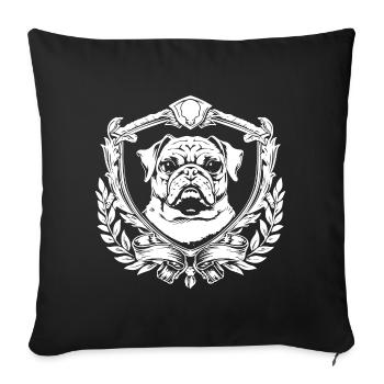 Bulldog Wappen mit Lorbeer - Sofakissenbezug 45 x 45 cm - Schwarz - Vorne