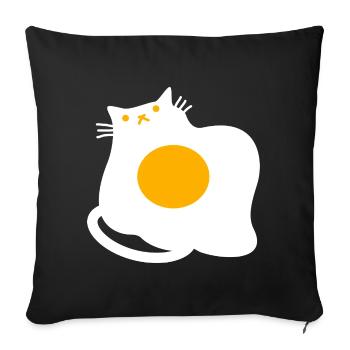 Funny Cat as Fried Egg Cooking Chef - Sofa pillowcase 17,3'' x 17,3'' (45 x 45 cm) - black - Front
