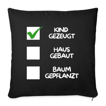 Enfant conçu (maison construite, arbre planté) blanc - Housse de coussin décorative 45 x 45 cm - noir - Devant