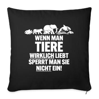 Les animaux sauvages n’ont pas leur place dans les zoos - Housse de coussin décorative 45 x 45 cm - noir - Devant