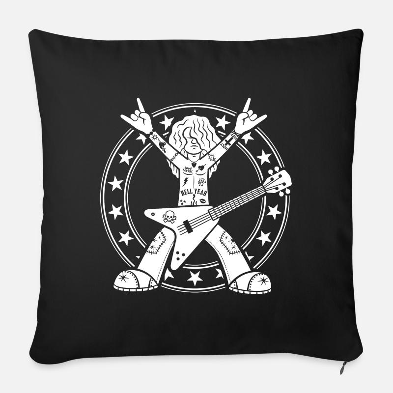 Heavy-Metal-Gitarrist - Sofakissenbezug 45 x 45 cm - Schwarz