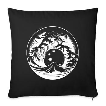 Art japonais au bowling - Housse de coussin décorative 45 x 45 cm - noir - Devant