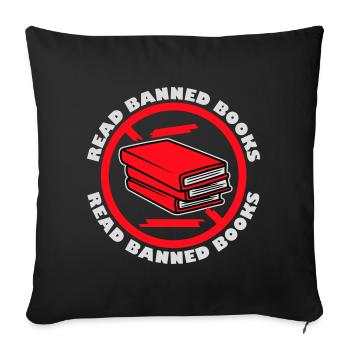 Lire des livres interdits Verbotene Bücher Lesen Freiheit - Housse de coussin décorative 45 x 45 cm - noir - Devant