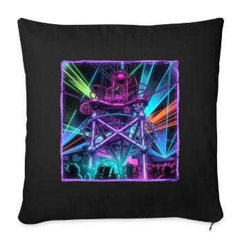 Retro Rave Electro - Sofakissenbezug 45 x 45 cm - Schwarz - Vorne