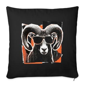 Lunettes de soleil mouflon vintage - Housse de coussin décorative 45 x 45 cm - noir - Devant
