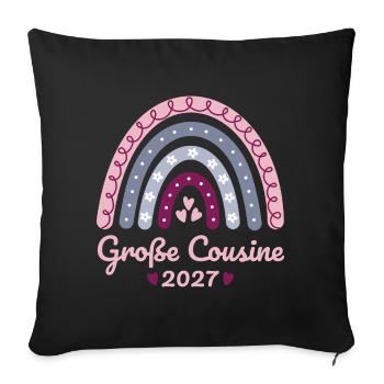 Große Cousine 2027 Boho Regenbogen pastell - Sofakissenbezug 45 x 45 cm - Schwarz - Vorne