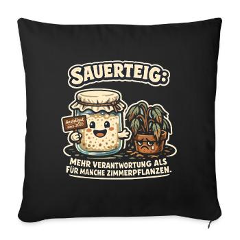 Sauerteig & Pflanzen - Lustiges Back Motiv - Sofakissenbezug 45 x 45 cm - Schwarz - Vorne