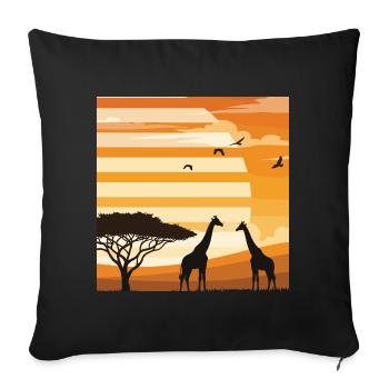 Safari Sunset Giraffe Africa Landscape Shirt - Sofa pillowcase 17,3'' x 17,3'' (45 x 45 cm) - black - Front