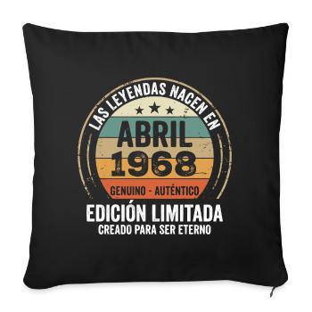 Avril 1968 Cadeau 58e Anniversaire Avril 1968 - Housse de coussin décorative 45 x 45 cm - noir - Devant