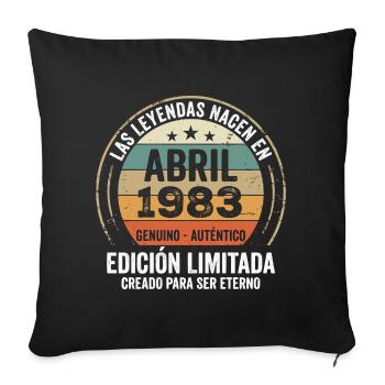 Avril 1983 Cadeau 43e Anniversaire Avril 1983 - Housse de coussin décorative 45 x 45 cm - noir - Devant