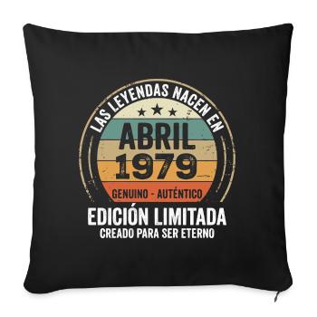 Avril 1979 Cadeau 47e Anniversaire Avril 1979 - Housse de coussin décorative 45 x 45 cm - noir - Devant