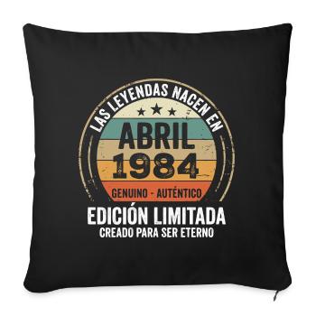 Avril 1984 Cadeau 42e Anniversaire Avril 1984 - Housse de coussin décorative 45 x 45 cm - noir - Devant