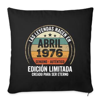 Avril 1976 Cadeau 50e Anniversaire Avril 1976 - Housse de coussin décorative 45 x 45 cm - noir - Devant
