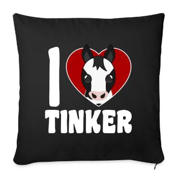 J’adore les chevaux bricoleurs - Cœur - Housse de coussin décorative 45 x 45 cm - noir - Devant