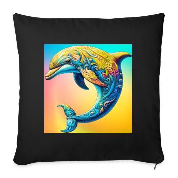 dauphin - Housse de coussin décorative 45 x 45 cm - noir - Devant