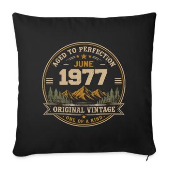 Vintage Juin 1977 - Perfection Originale Juin 1977 - Housse de coussin décorative 45 x 45 cm - noir - Devant