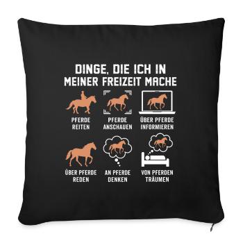 Cheval Drôle de chevaux Femmes montant - Housse de coussin décorative 45 x 45 cm - noir - Devant