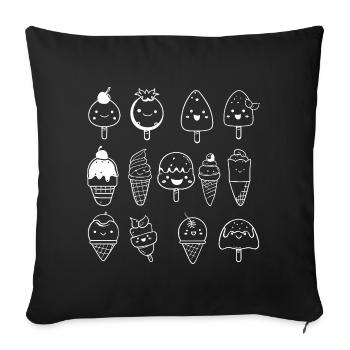 Eiscreme Sorten Comic Look - Sofa pillowcase 17,3'' x 17,3'' (45 x 45 cm) - black - Front