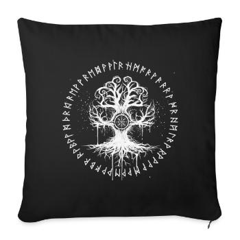 Yggdrasil World Tree runes - Magic of the North - Sofa pillowcase 17,3'' x 17,3'' (45 x 45 cm) - black - Front
