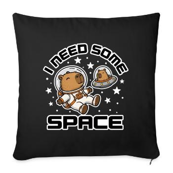 J’ai besoin d’espace - Funny Capybara Astronaut - Housse de coussin décorative 45 x 45 cm - noir - Devant
