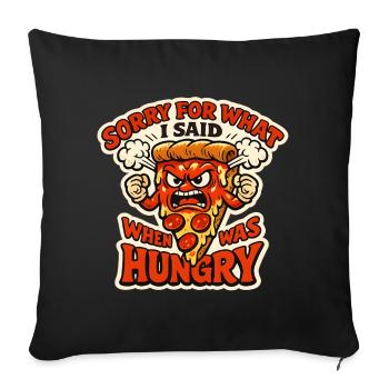 Pizza en colère - Housse de coussin décorative 45 x 45 cm - noir - Devant