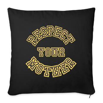 Respecte ta mère Slogan rétro universitaire - Housse de coussin décorative 45 x 45 cm - noir - Devant