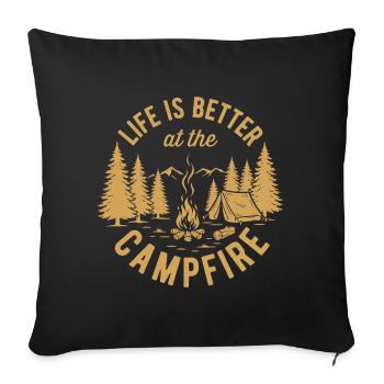 Hiking - Life is Better at the Campfire - Sofa pillowcase 17,3'' x 17,3'' (45 x 45 cm) - black - Front