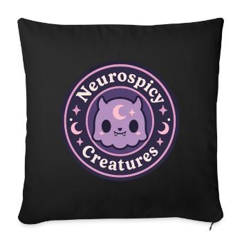 Logo officiel de la marque Neurospicy Creatures - Housse de coussin décorative 45 x 45 cm - noir - Devant