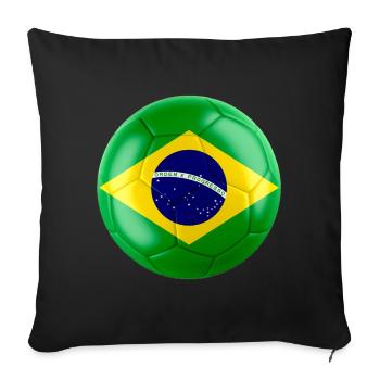 BRAZIL'S FLAG ON A FOOTBALL - Sofa pillowcase 17,3'' x 17,3'' (45 x 45 cm) - black - Front