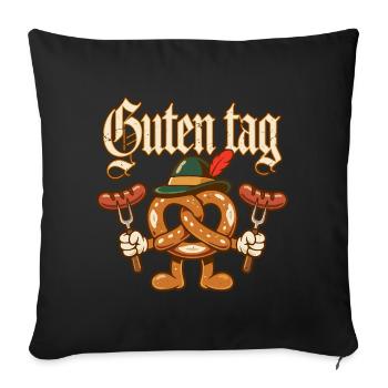 Guten Tag Pretzel-Maskottchen - Sofakissenbezug 45 x 45 cm - Schwarz - Vorne