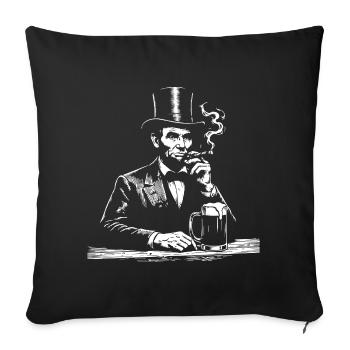 Abraham Lincoln raucht Zigarre - Sofakissenbezug 45 x 45 cm - Schwarz - Vorne