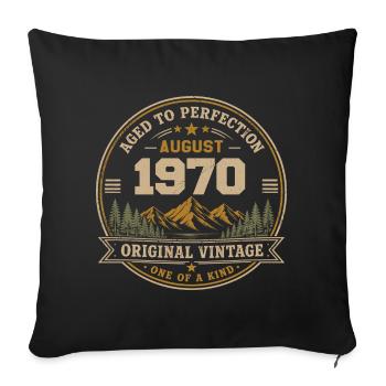 August 1970 Original Birthday Vintage Mountain - Sofakissenbezug 45 x 45 cm - Schwarz - Vorne