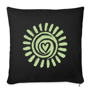 Sonne Spirale Herzgrün - Sofakissenbezug 45 x 45 cm - Schwarz - Vorne