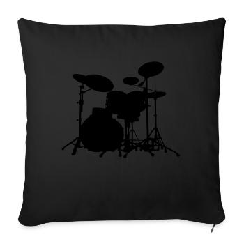 Schlagzeug - Drums - Sofakissenbezug 45 x 45 cm - Schwarz - Vorne