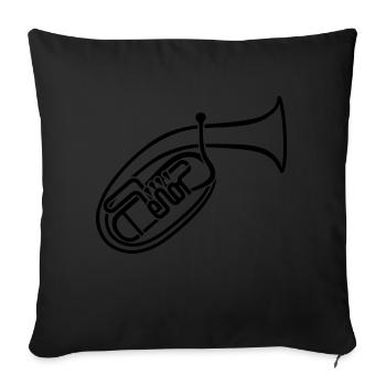 Tenorhorn 1-farbig - Sofakissenbezug 45 x 45 cm - Schwarz - Vorne