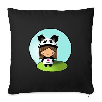 Panda fille! - Housse de coussin décorative 45 x 45 cm - noir - Devant