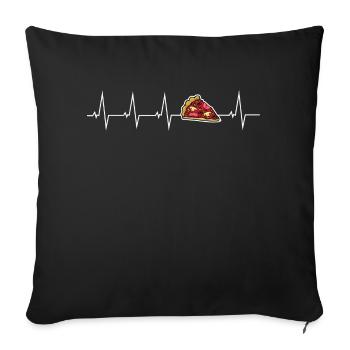 I love pizza - heartbeat - Sofa pillowcase 17,3'' x 17,3'' (45 x 45 cm) - black - Front
