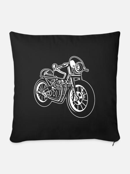 Cafe Racer Motorrad 01_weiß - Sofakissenbezug 45 x 45 cm - Schwarz