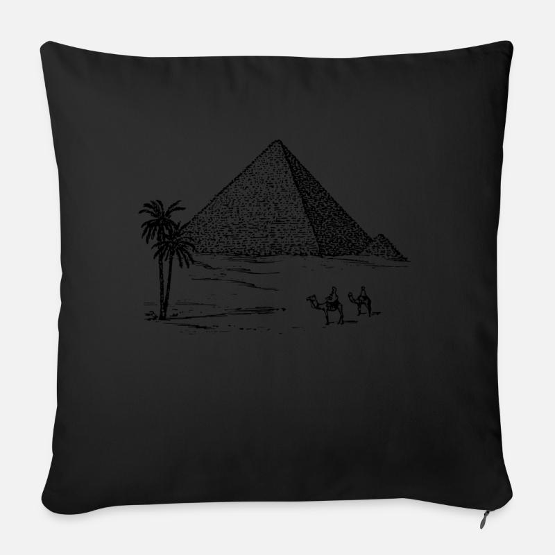 ägypten pyramide palmen wüste kamele - Sofakissenbezug 45 x 45 cm - Schwarz
