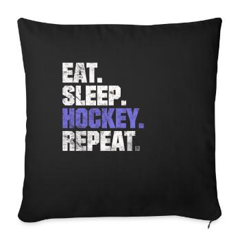 EAT SLEEP HOCKEY HOCKEY RÉPÉTITION CADEAUX Spruche - Housse de coussin décorative 45 x 45 cm - noir - Devant