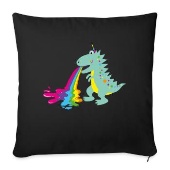 dinohorn, dino, einhorn, Dinosaurier - Sofakissenbezug 45 x 45 cm - Schwarz - Vorne