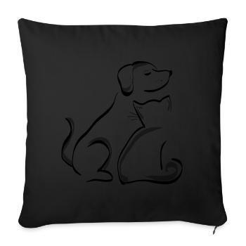 Katze und Hund Beste Freunde - Sofakissenbezug 45 x 45 cm - Schwarz - Vorne