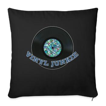 Drogué de vinyle - Housse de coussin décorative 45 x 45 cm - noir - Devant