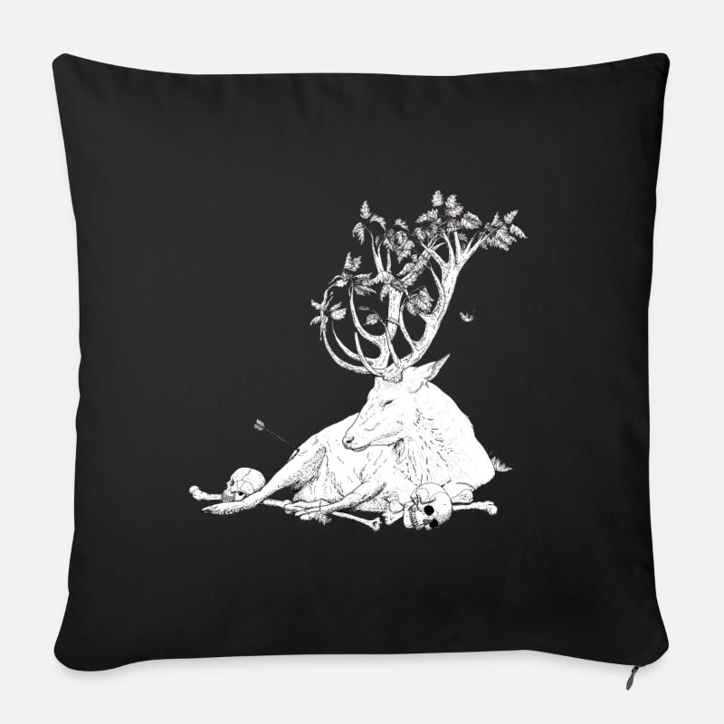 cerf - Housse de coussin décorative 45 x 45 cm - noir
