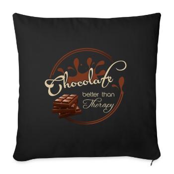 Drôle « chocolat - mieux que la thérapie! » t-shirt - Housse de coussin décorative 45 x 45 cm - noir - Devant