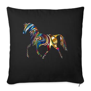 Pferd - bunt durch die Welt - Sofakissenbezug 45 x 45 cm - Schwarz - Vorne