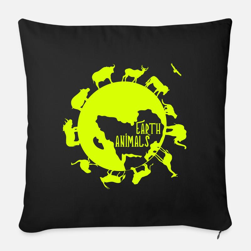 Animaux de la Terre - Notre faune - Housse de coussin décorative 45 x 45 cm - noir